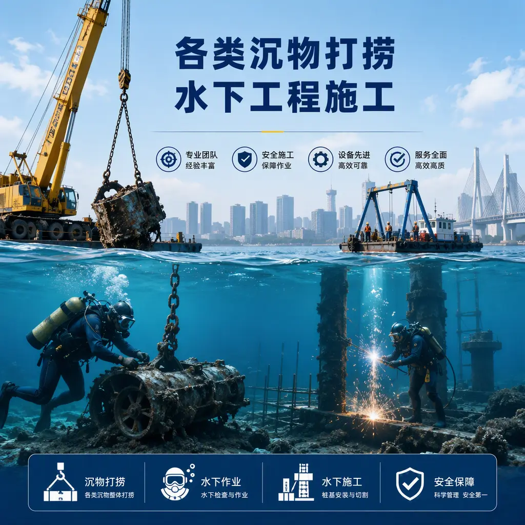 峨山各类沉物打捞，水下工程施工